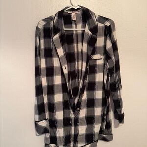 Victoria's Secret Black and White Plaid Top